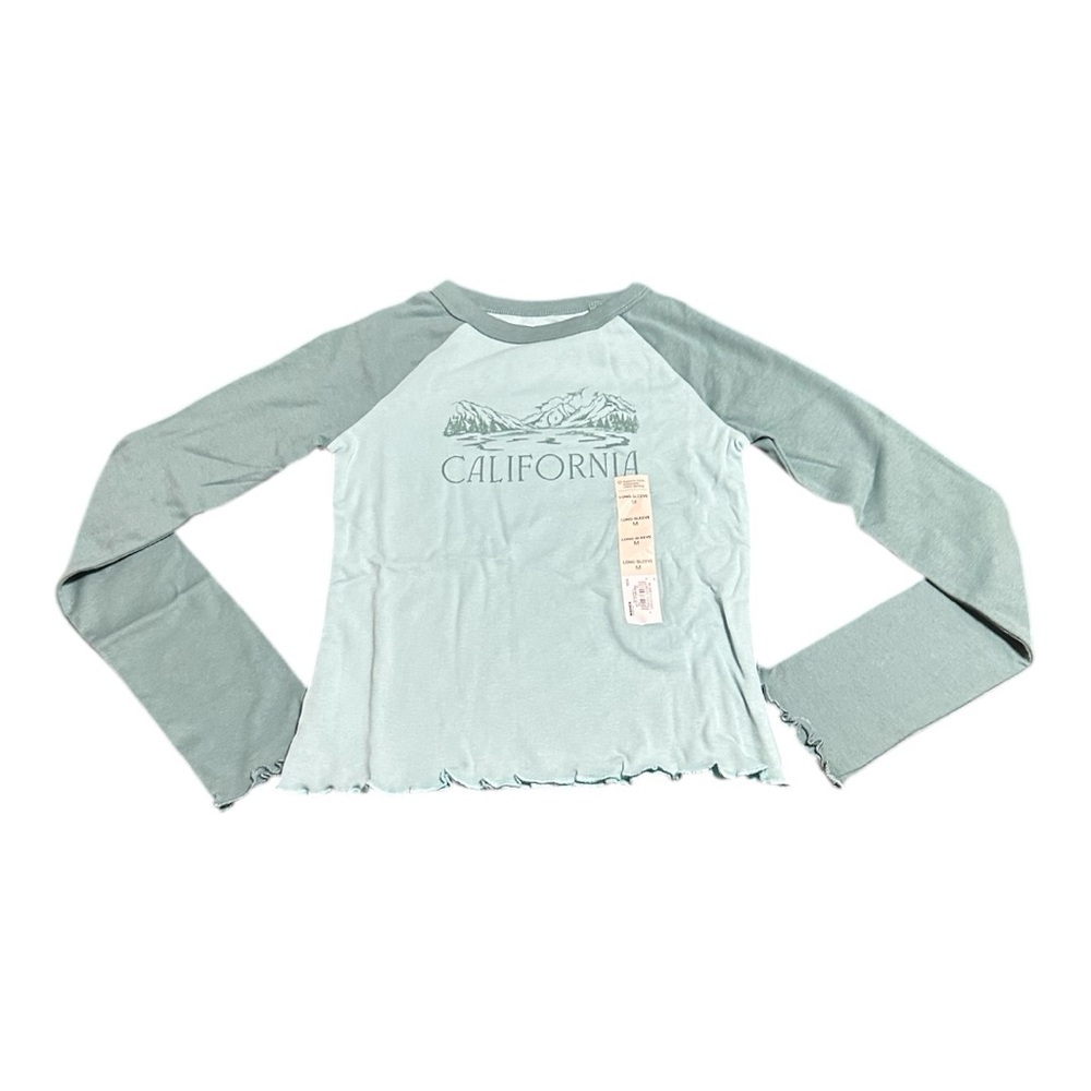 Girls Green SO Long Sleeve Raglan Baby Tee Size M (8)